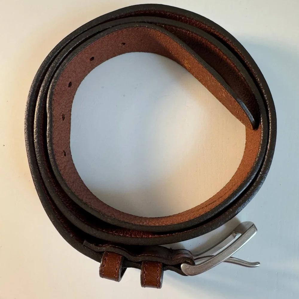 Vtg Western Brown Genuine Leather‎ Belt Made in USA Silver Buckle Cognac XL